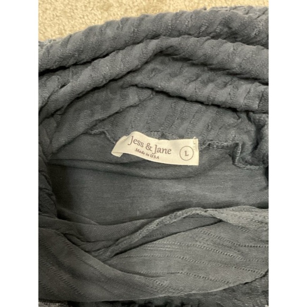 Jess & Jane Cowl Neck Mineral Wash Top Womens L 3/4 Dolman Sleeve Front Pockets - Picture 7 of 10